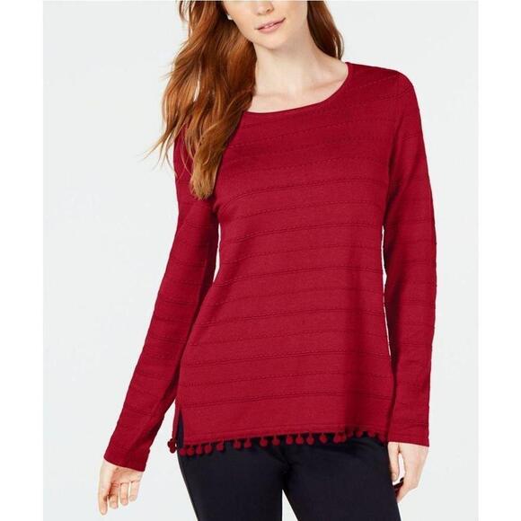 Charter Club Pom Pom-Trim Sweater S - Picture 1 of 2